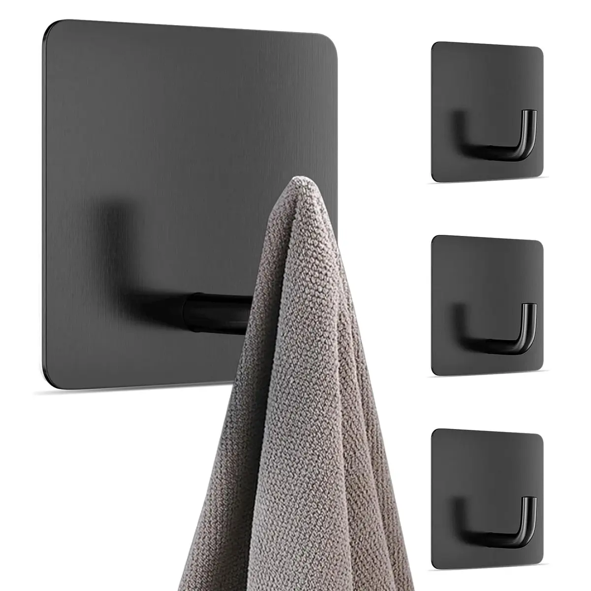 Kit 4 Ganchos Adesivos Aço Inox, Ganchos Reforçado Parede à Prova d'água, Premium Multiuso Gancho Parede Perfeito Para Pendurar Casaco, Chapéu, Toalha, bolsa (Prata)