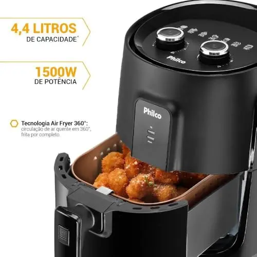 Fritadeira Elétrica sem óleo/Air Fryer Philco PFR15PG Preto 4,3L com Timer thumbnail 5