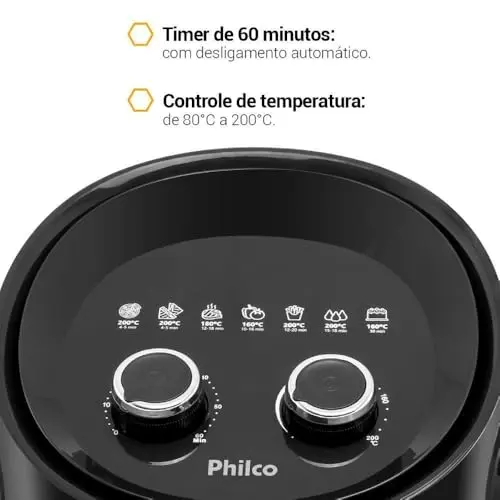 Fritadeira Elétrica sem óleo/Air Fryer Philco PFR15PG Preto 4,3L com Timer thumbnail 7