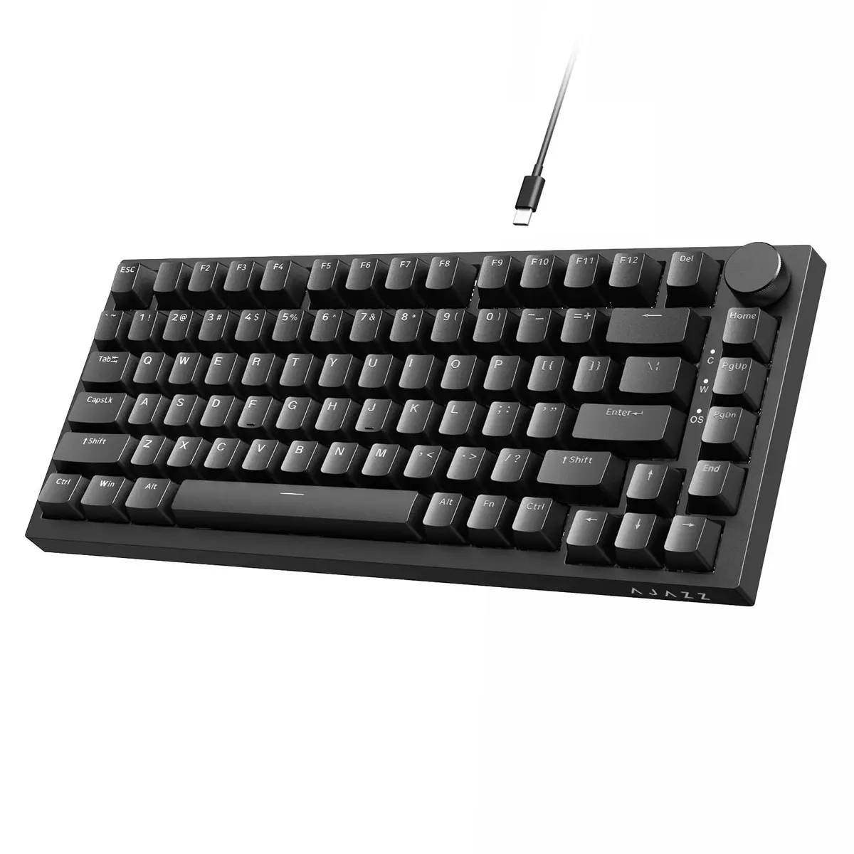 ATTACK SHARK Teclado mecânico Ajazz AK820 com controle de botão CNC, teclado de montagem de junta 75% e teclado USB removível para jogos com fio para wind/Mac, luz branca, NKRO, interruptor azul - 1