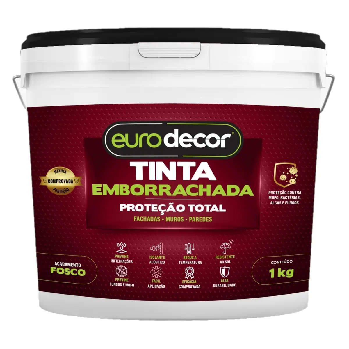 Super Tinta Emborrachada 1kg Contra Infiltrações Fissuras Acabamento Fosco (Grafite)