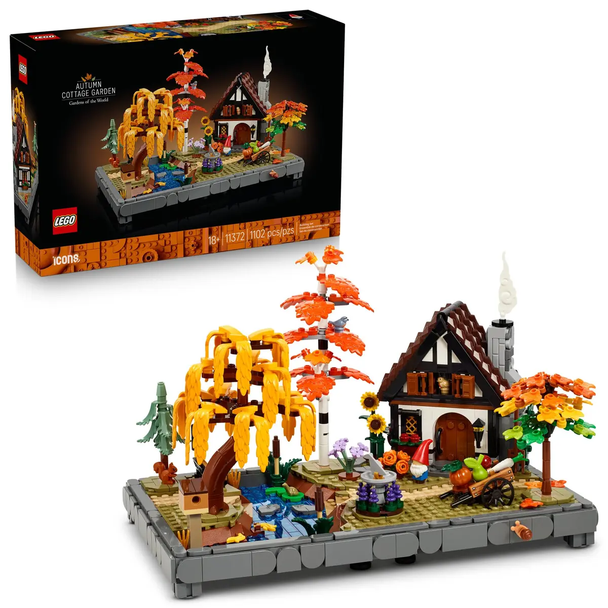 LEGO Icons Jardim de Casa de Campo no Outono 11372 | Conjunto De Construção Para Adultos, Anos 18+, Decoração De Home Office Ou Quarto, 1,102 Peças - 1
