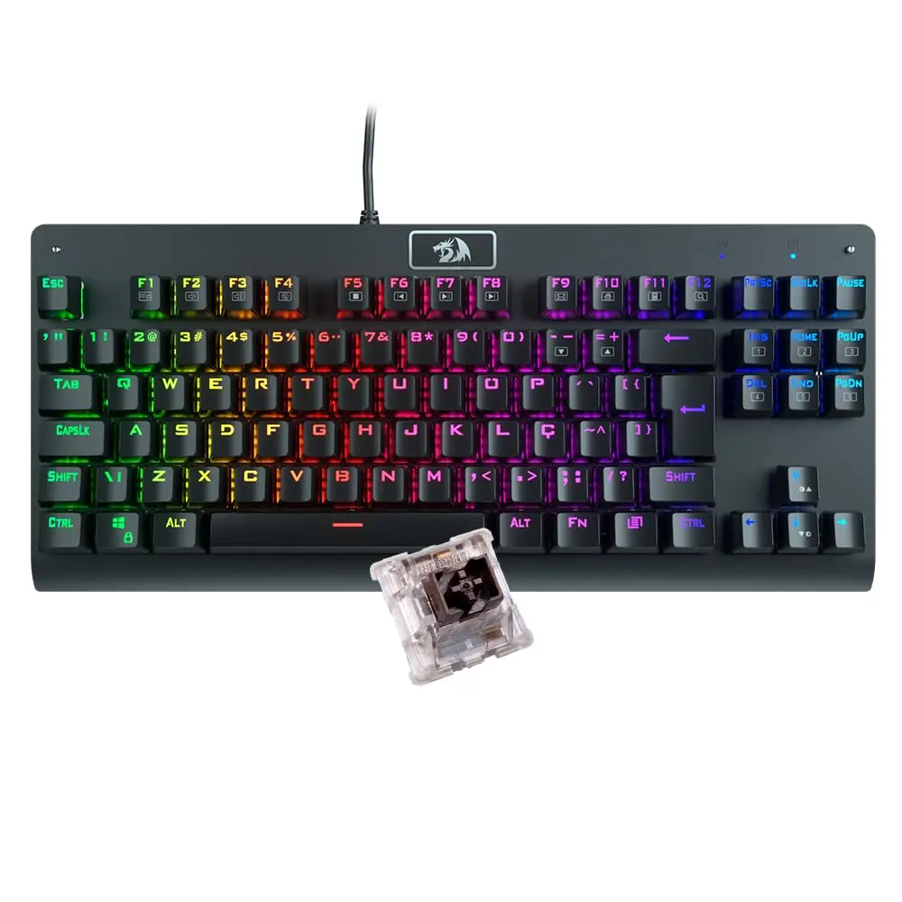 Teclado Mecânico Gamer Redragon Dark Avenger K568-2 Rgb Switch Brown Com Fio