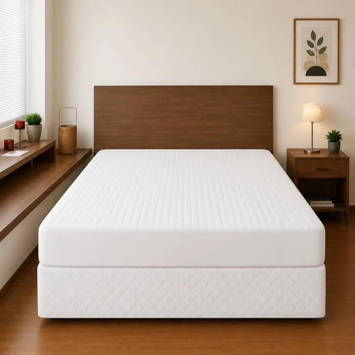 Protetor de Colchão Impermeável Premium, Macio e Respirável, com Elástico, Protege contra Líquidos, Suor e Sujeiras, Tamanhos Solteiro ao King (Branco, Queen)