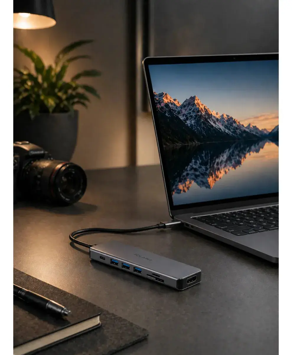 Adaptador Hub Usb-c Compatível Com Macbook Air M1 M2 Dex Hdmi 4k 7 Em 1 Cinza thumbnail 9