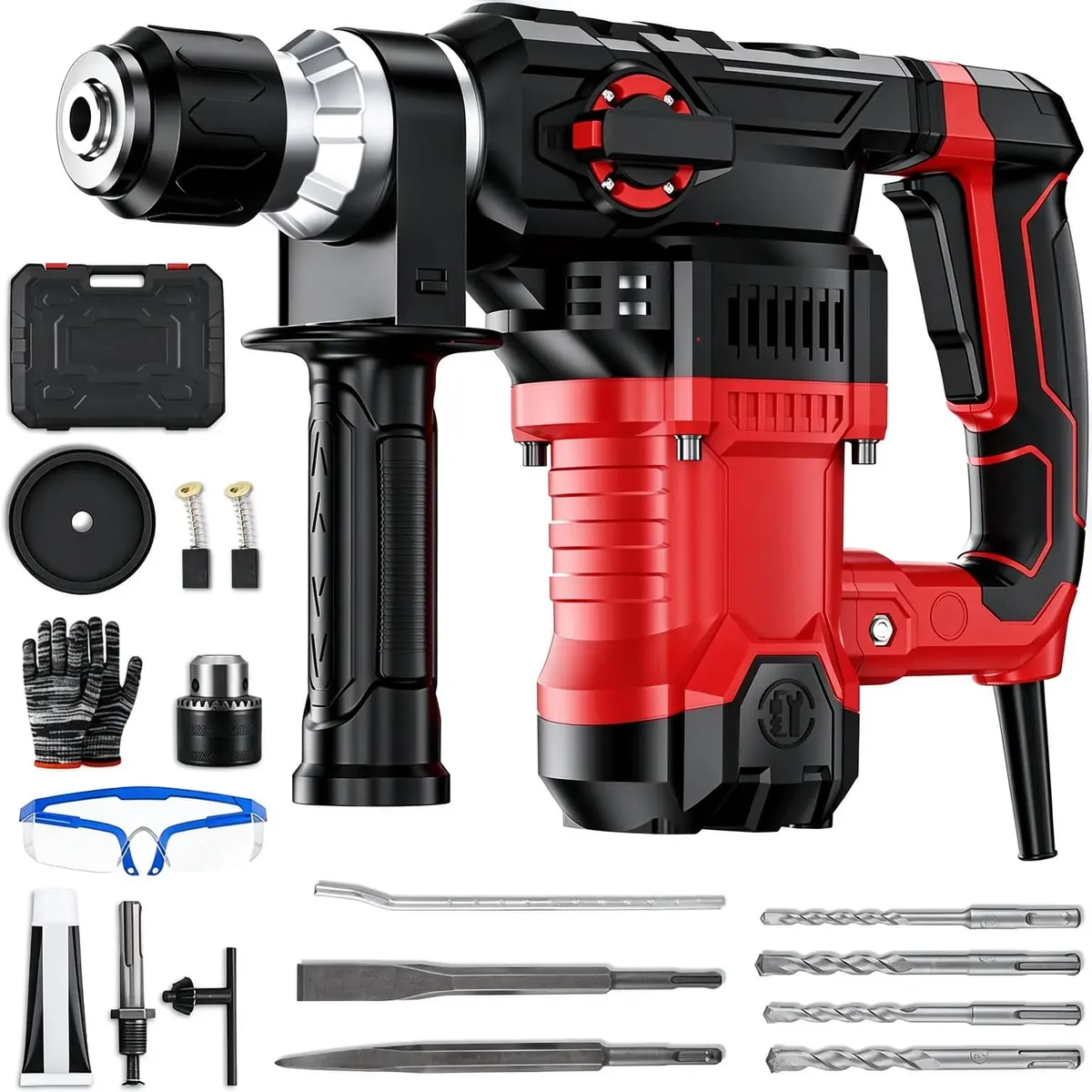 Martelete Perfurador Furadeira Impacto Rompedor Demolidor 7500W 3 em 1 | unção Martelo/Cinzel/Furadeira, Impacto 45J, Resfriamento Eficiente, Kit Completo com Maleta e Acessórios 220V