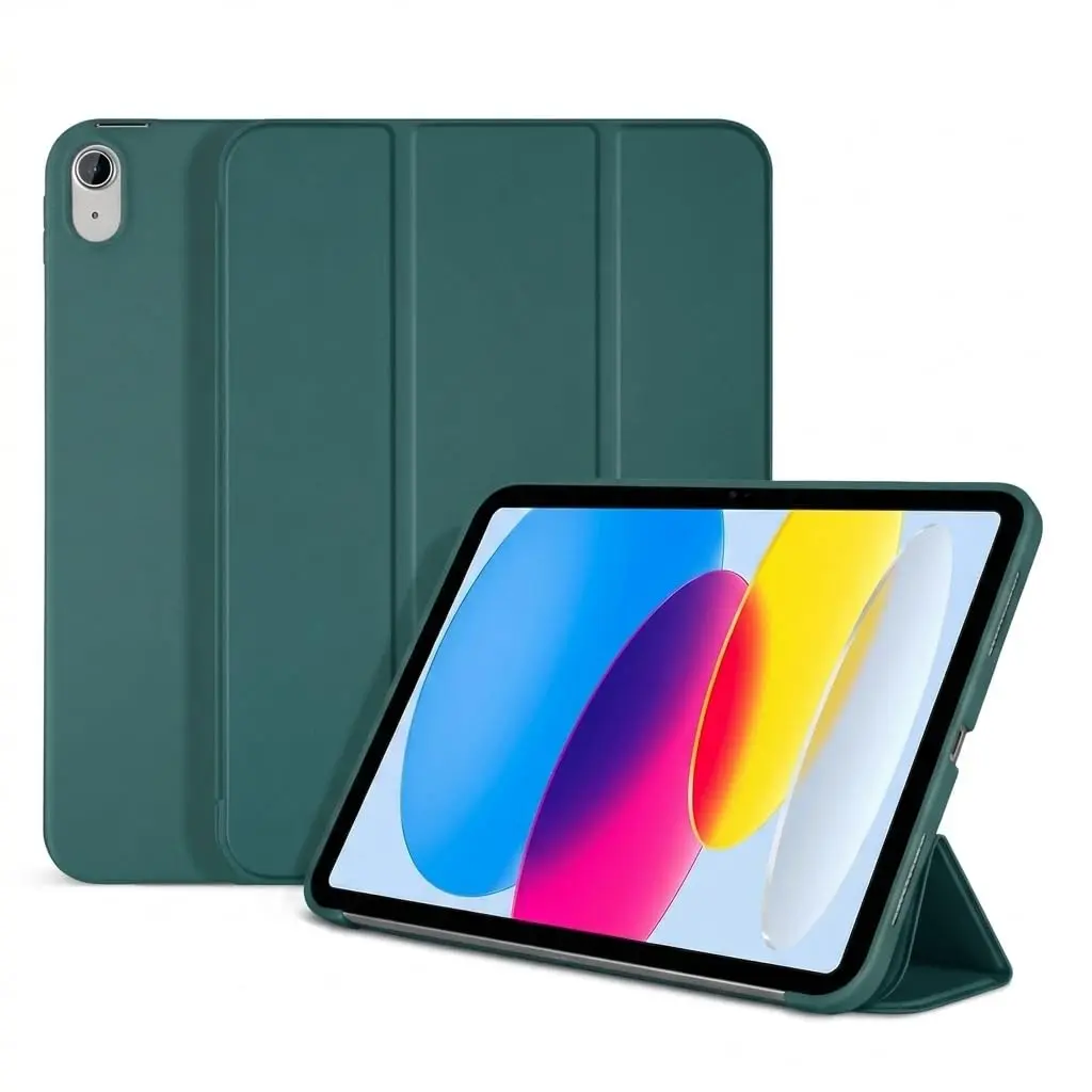 Capa Magnética para iPad 10ª e 11ª Geração MSATech – Case Fino de Silicone Premium com Suporte Ajustável, Função Sleep/Wake Automática e Proteção Translúcida Compatível com Modelos A16 (Verde)