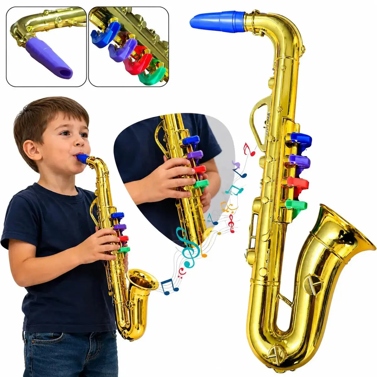 Mini Saxofone Infantil Brinquedo Musical Instrumento Educativo Iniciante Som Real Presente Unissex Criança