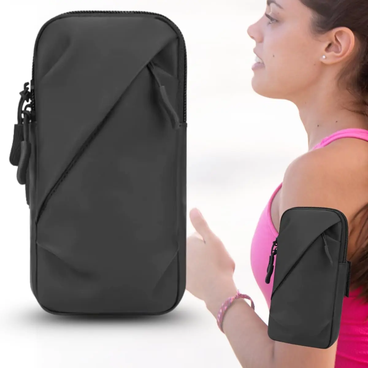 Braçadeira Esportiva Premium Suporte de Braço Impermeável para Celular - Ideal para Treino Corrida Ciclismo (Preto) - 1