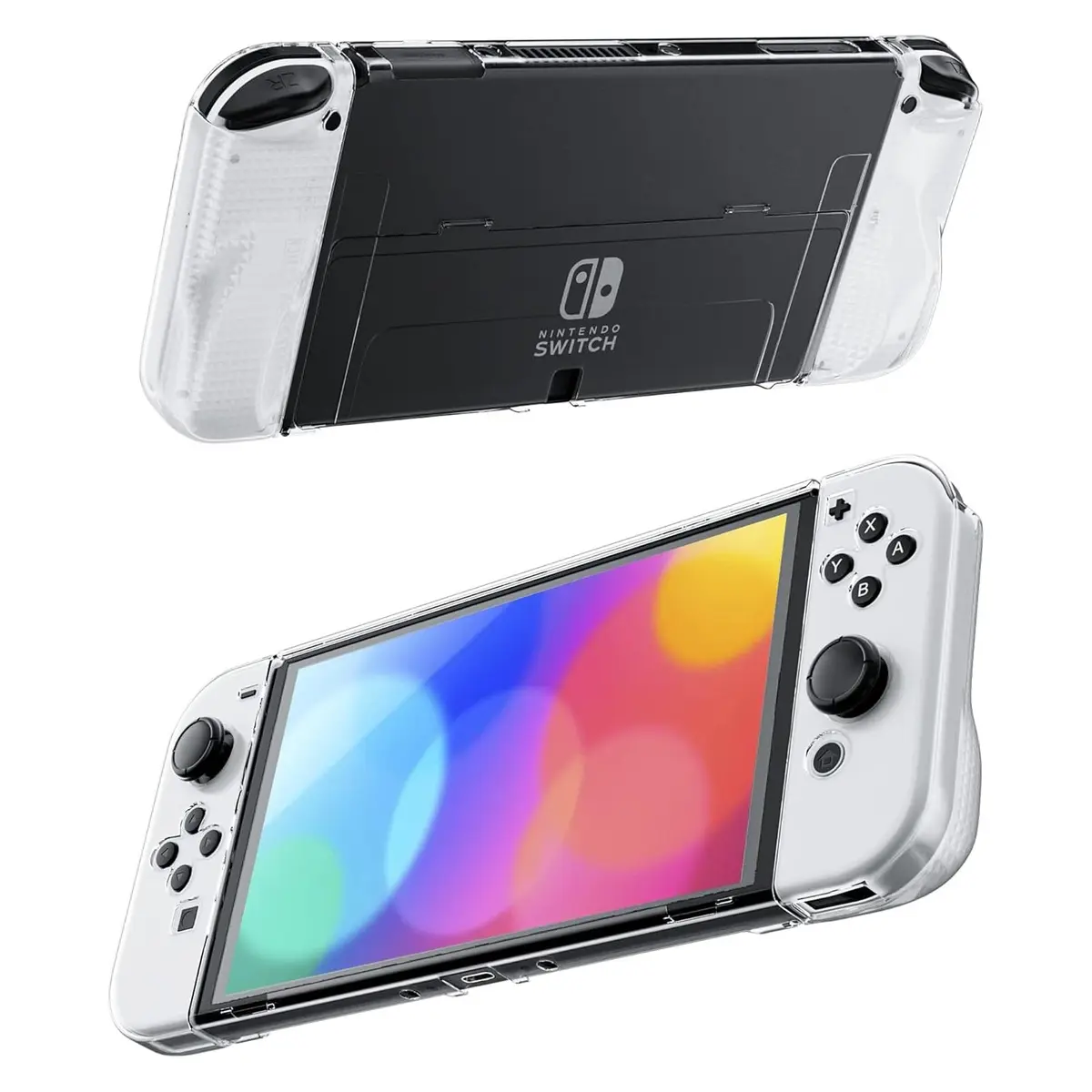 YARUIKE Capa Protetora Transparente para Nintendo Switch OLED | Case Dura Acoplável no Dock, Capa Macia com Design Ergonômico e Pegada Confortável para os Controles Joy-Con