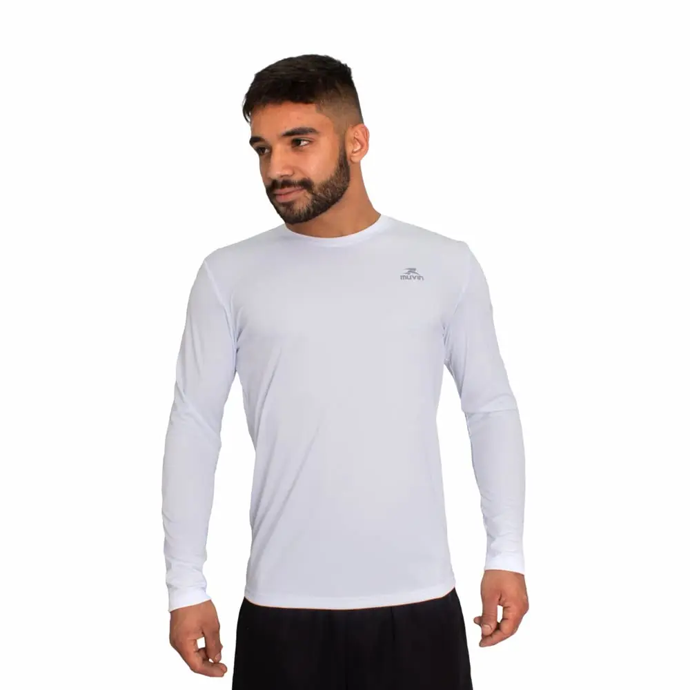 Camisa Dry Basic LS Muvin – Manga Longa – Masculina – Proteção Solar UV50 – Camiseta Para Academia – Treino Funcional – Pilates – Yoga – Corrida – Ginástica – Fitness – Caminhada – Secagem Rápida