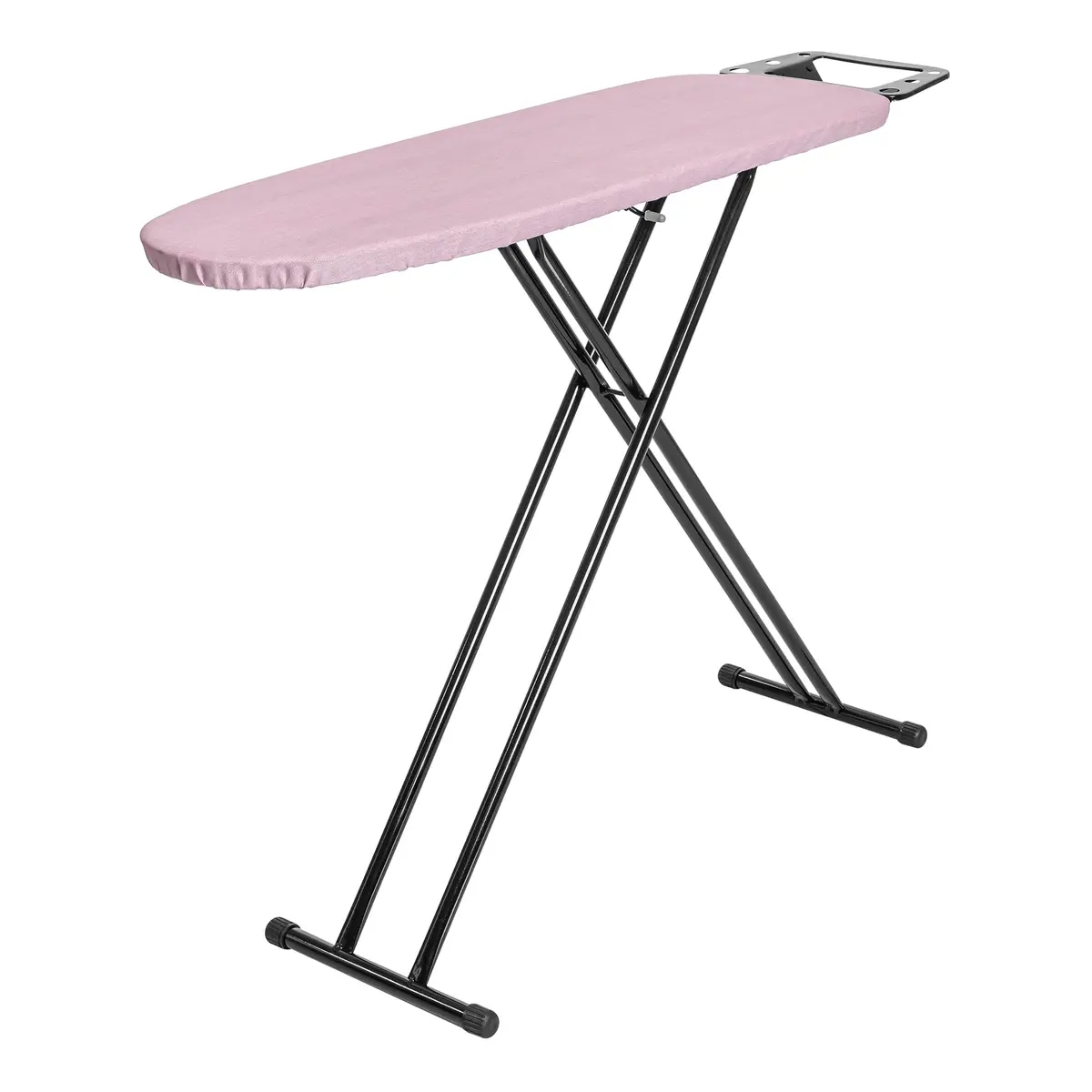 Metaltec Tábua de Passar Roupa Média Milão Preta com Suporte para Ferro | Em Aço com 10 Níveis de Altura - Forro Almofadado Térmico Rosa 100% Algodão