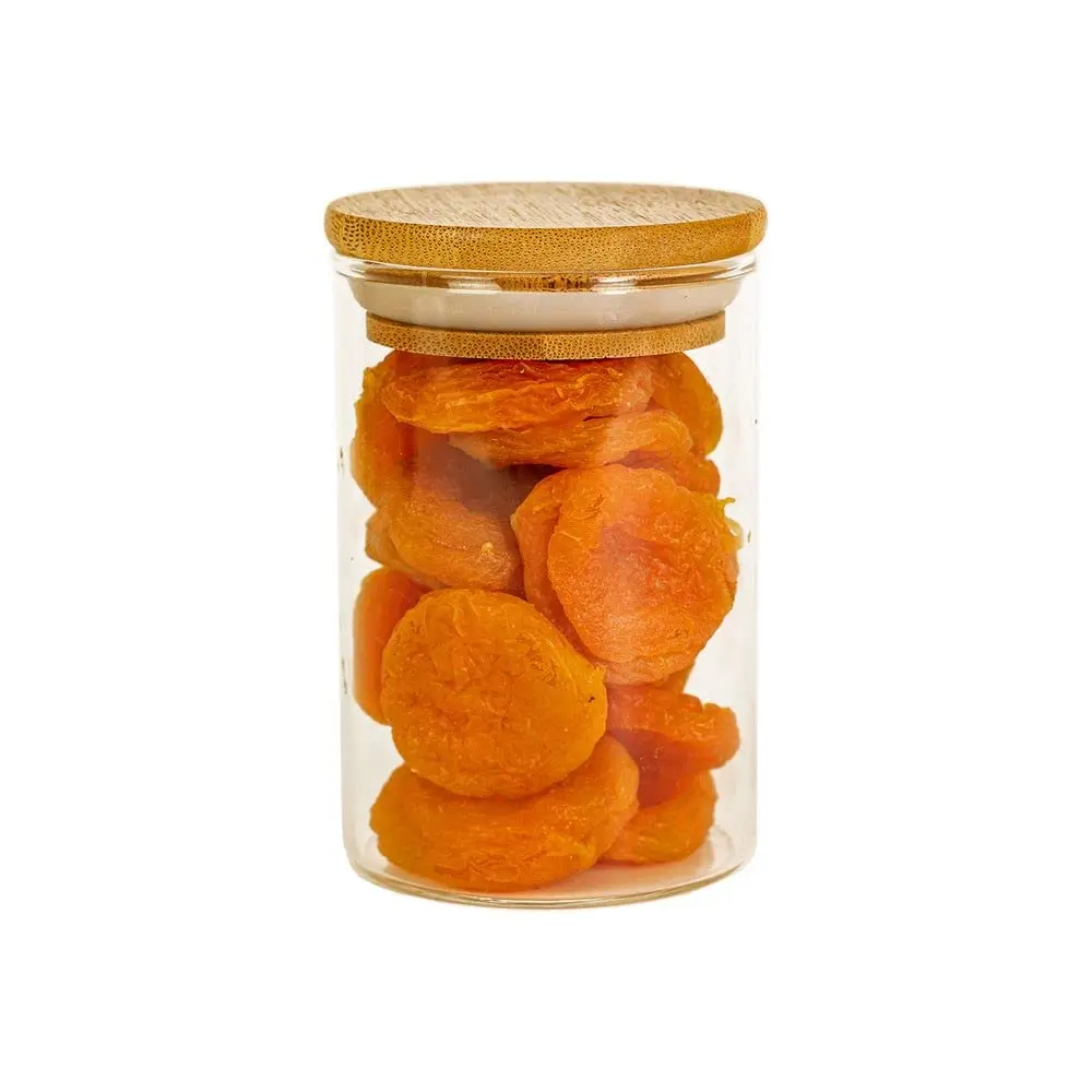 Oikos - Pote de Vidro 250ml com Tampa de Bambu Hermético Redondo Flat