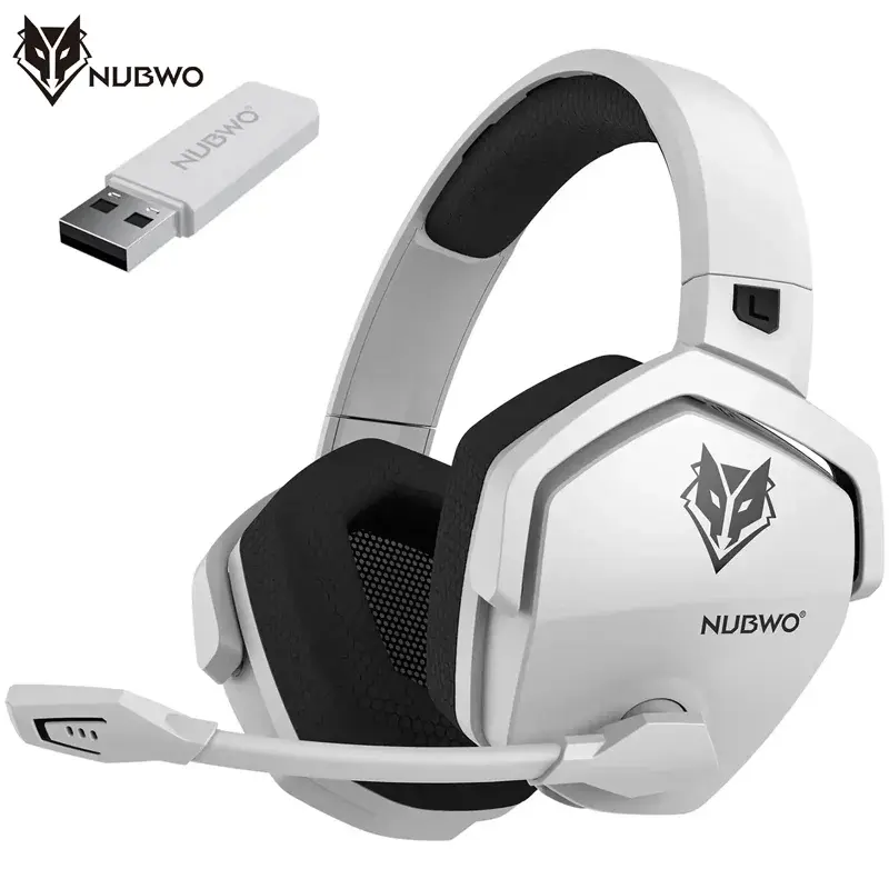 NUBWO G06 Fones de ouvido sem fio duplos Gamer 2,4 GHz Bluetooth 5.3 Fones de ouvido para jogos com microfone para PS5, PS4, PC, celular, switch