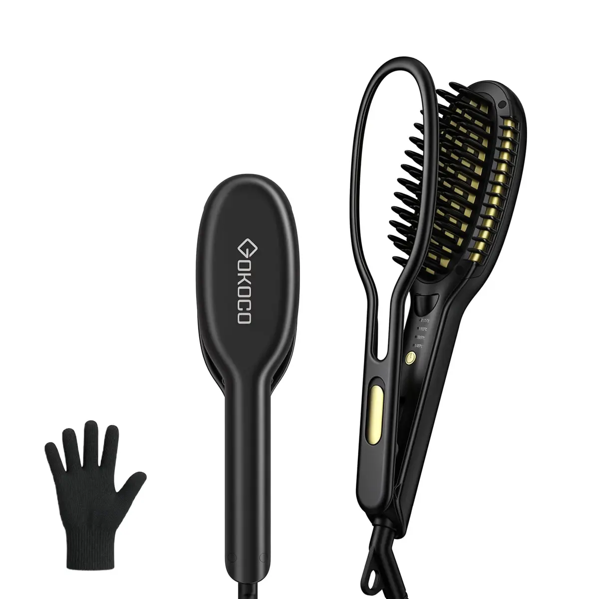 GOKOCO Escova Alisadora Iônica,GD040 Pente de modelagem multifuncional,Alisador de Cabelo com Revestimento Cerâmico,4 Temperaturas,Tecnologia avançada de íons negativos antifrizz,Aquecimento Rápido Preto