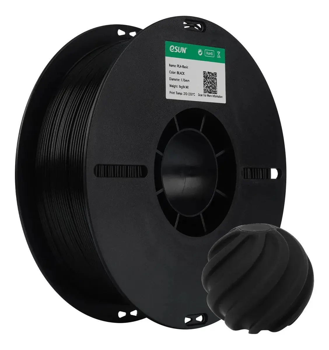 Filamento De Impressão 3d Básico Esun Pla 1 Kg, Cor Preto - 1