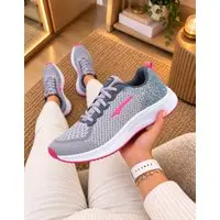 Tênis Feminino de Caminhada Academia Treino Dia Dia Confortavel Cinza