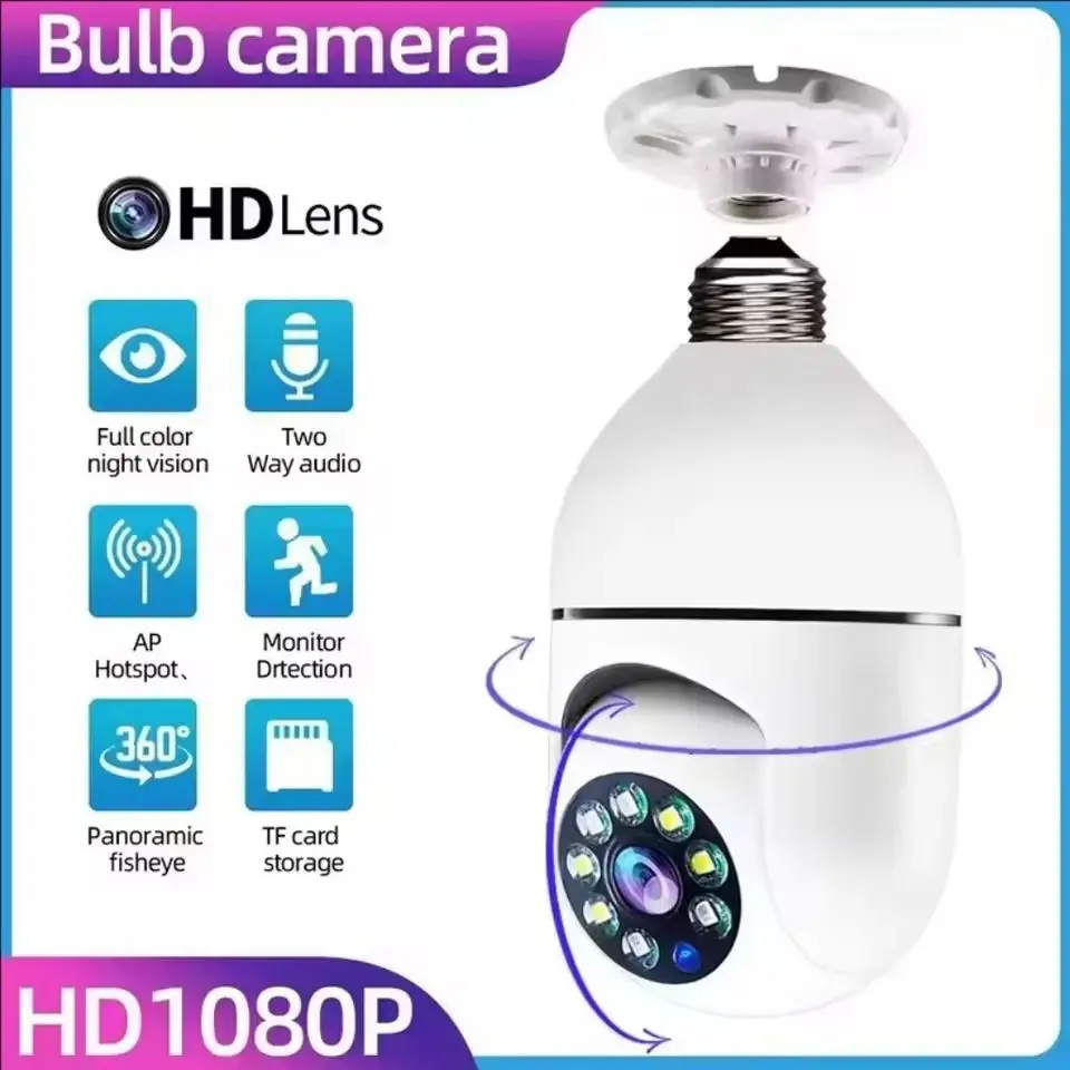 Câmera IP WiFi 4G E27 Tipo Lâmpada 3MP Sem Fio, Monitor de Bebê com Rastreamento por IA, Câmera de Segurança e Vigilância de Vídeo para Animais de Estimação SmartLife Interna - 1