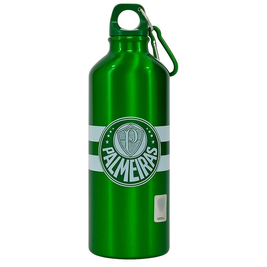 Garrafa Esportiva Palmeiras, Alumínio Verde, 500ml, Tampa Rosqueável
