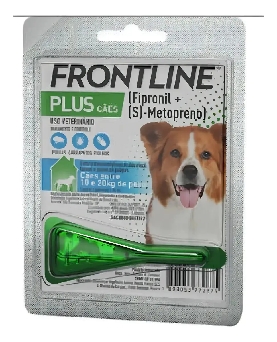 Antipulgas Carrapatos Frontline Plus Cães 10kg a 20kg 1,34ml - 1