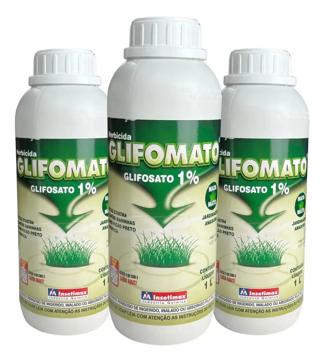 3x Elimina Mato Com 3l Kit Eficaz Não Seletivo Jardinagem