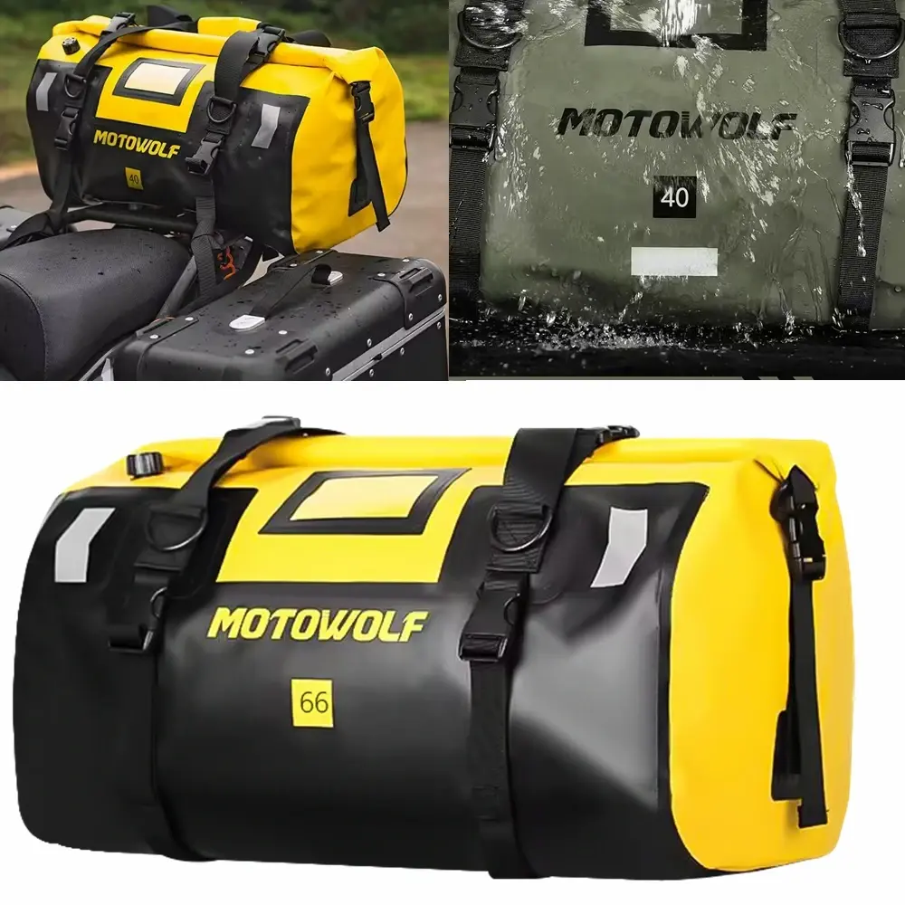 Bolsa traseira para motocicleta, à prova d'água, viagem ao ar livre, bagagem seca, rolo, 20 /40/66, mochila para bagagem de moto, bolsa de assento para motocicleta - 1