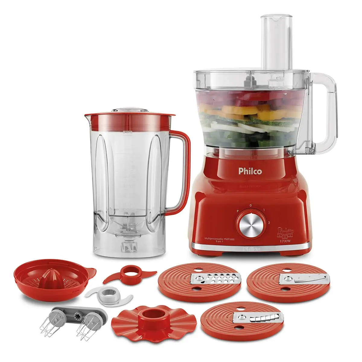 Philco 103301040, Multiprocessador, Pmp1600v, 1400W, Vermelho, 127v - 1