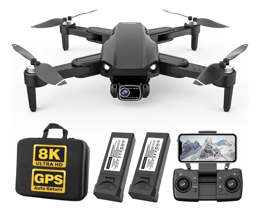 Mini drone L900 PRO SE com dual câmera 8K preto 5GHz 2 baterias Motor sem escova profissional