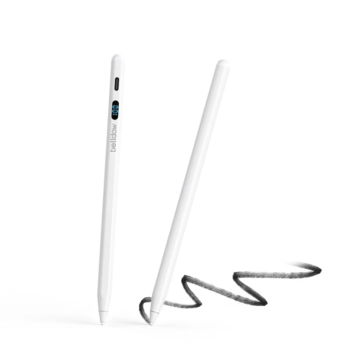 Bettdow Caneta Pencil compatível 1-pad com tablets ou celulares e Android,Possui função anti-toque acidental e quatro pontas de alta precisão, Carregamento Tipo-C, pronta para uso imediato