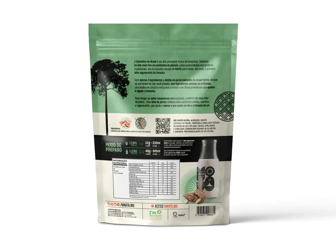 Mahta Leite de Castanha-do-Brasil com Inulina 240g | Alimento vegetal em pó à base de castanha-do-brasil e inulina rico em fibras prebióticas e selênio