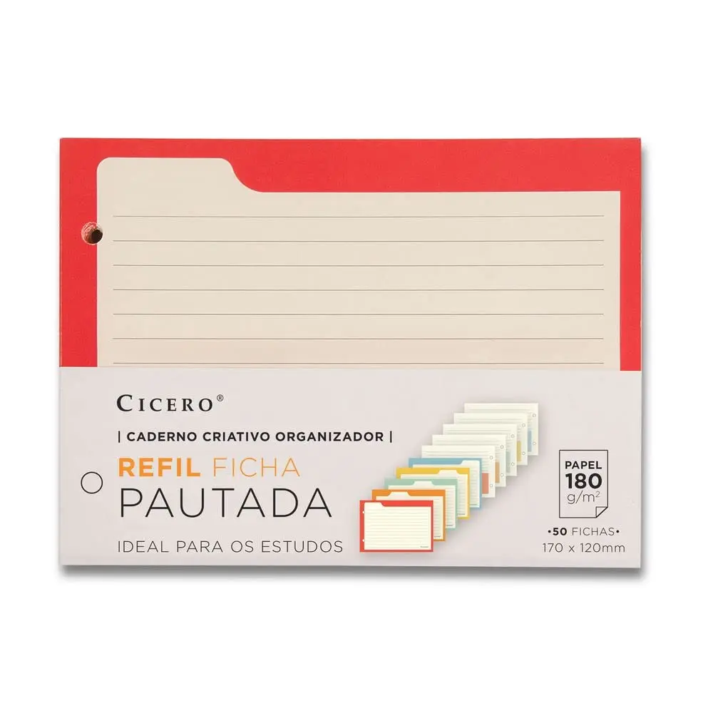 Cicero Ficha Pautada Caderno Criativo Organizador 50 FLS Offset 180g, Colorido, 8620