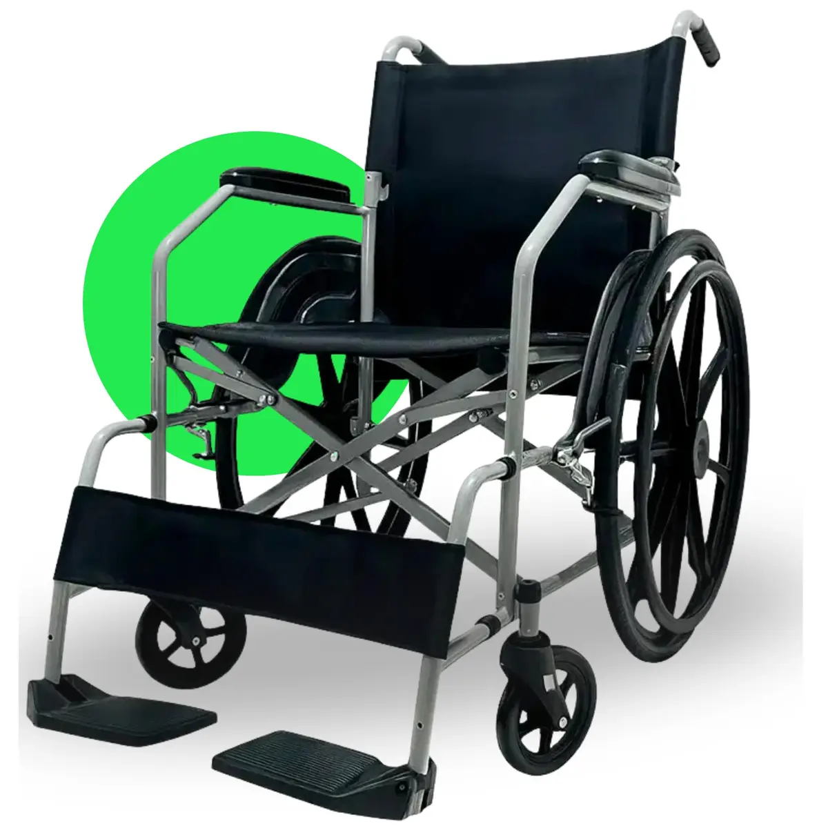 Cadeira de Rodas Dobrável Reforçada D100 em Aço, Suporta 110kg, Estrutura Resistente para Adulto, Mobilidade e Transporte, Uso Hospitalar e Doméstico