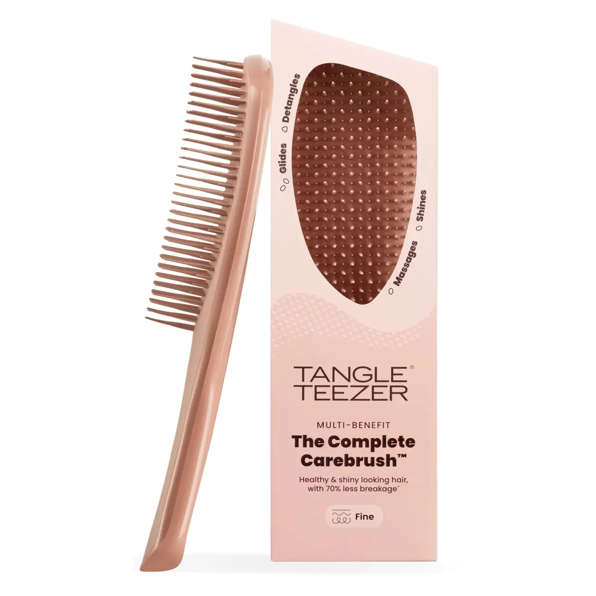 Escova de Cabelo 3 em 1 Tangle Teezer Complete Carebrush, Café | Para Cabelos Finos, Uso em Fios Secos e Molhados