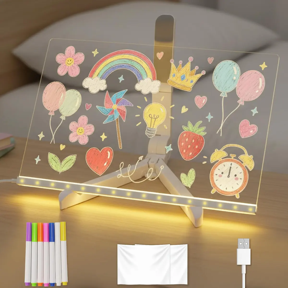 Placa de Desenho Acrílica Iluminada com Iluminação LED, Placa de Desenho Iluminada Para Crianças, Adequada Para Desenhar, Planear e Tomar Notas - 1