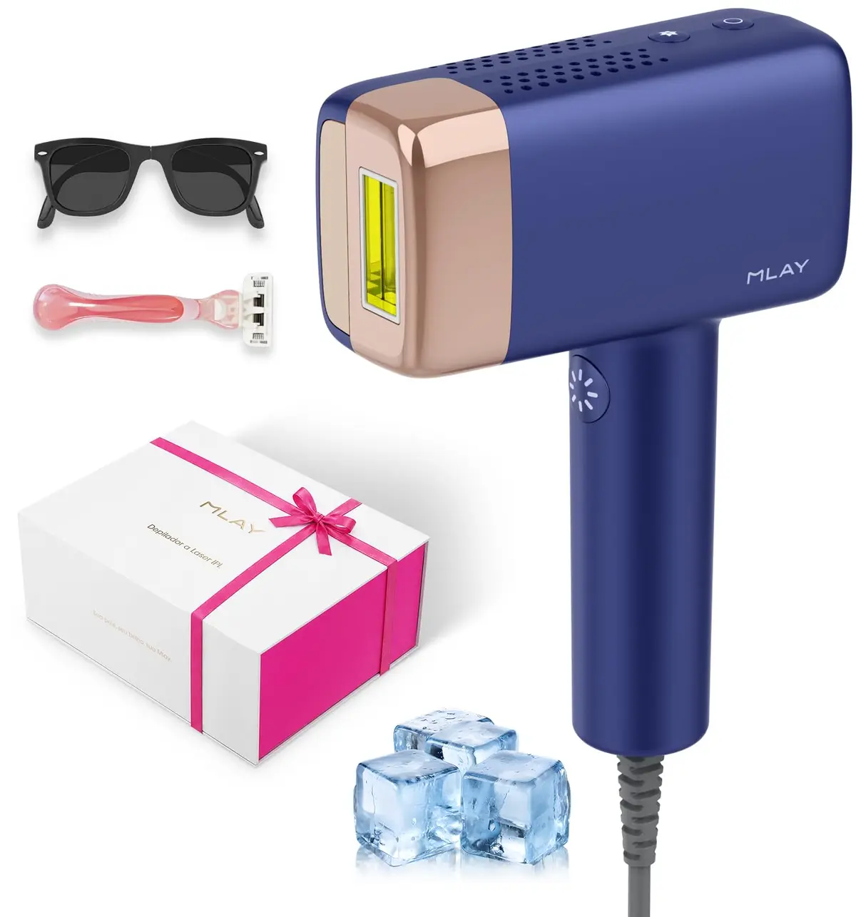 Depilador a Laser IPL MLAY T14 com Resfriamento, 500.000 Disparos, ANVISA | 5 Níveis, Flash Automático (2/s), Rápido e Indolor, Depilação Duradoura em Casa, Unissex, Bivolt – Azul