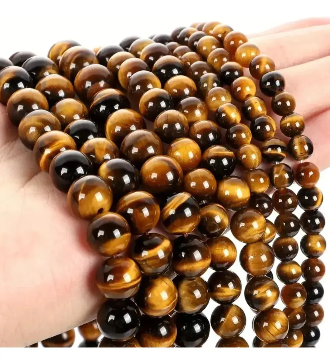 Fio De Pedras Naturais 8mm Para Artesanatos Aprox: 45 Contas Olho De Tigre