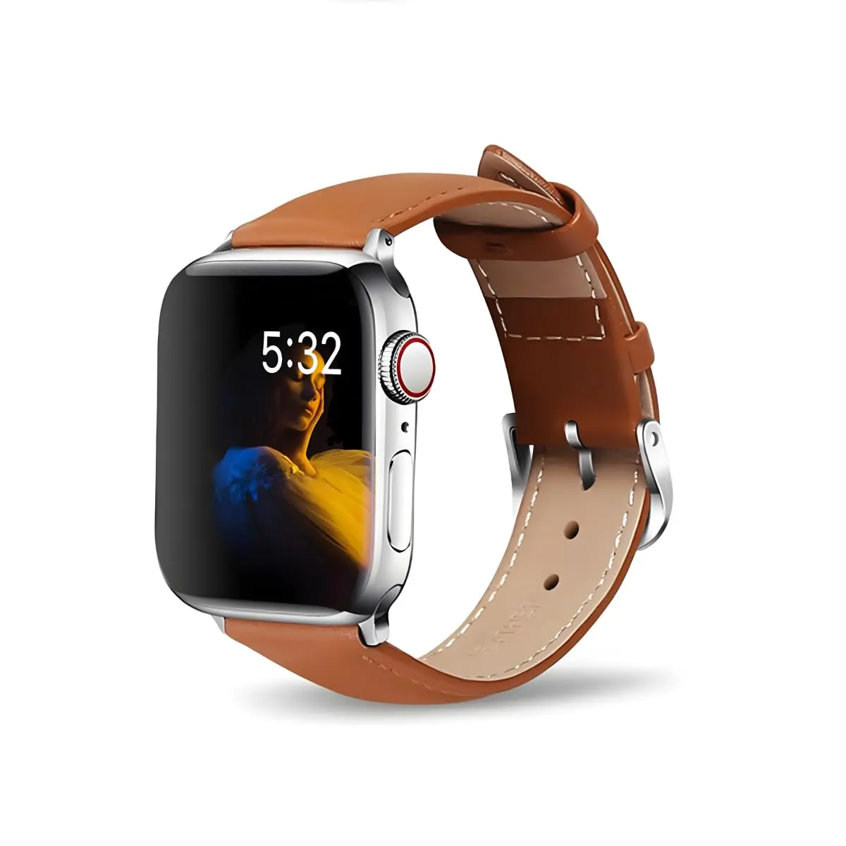 Pulseira Premium de Couro Com Fecho Clássico Compatível com Apple Watch Series 11 e 10 de 46mm | Series 11 e 10 de 42mm | Series 9, 8 e 7 de 45mm | Series 9, 8 e 7 de 41mm | Series 6, 5 e 4 de 44mm | Series 6, 5 e 4 de 40mm | Series 3, 2 e 1 de 42mm | Ser