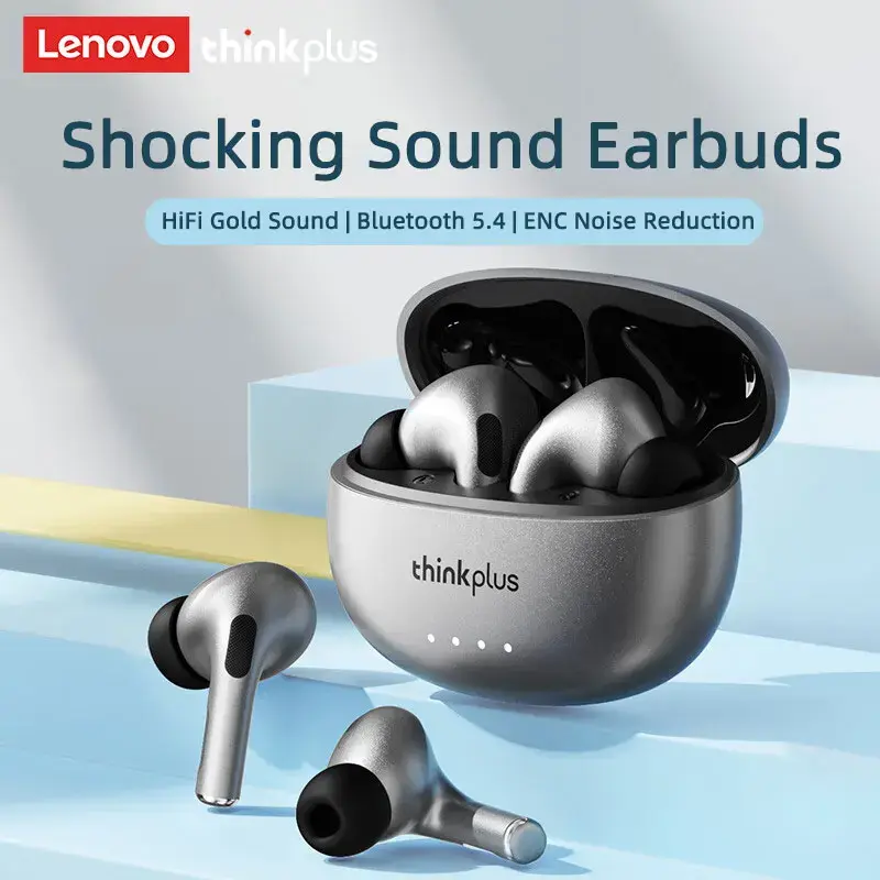 Fones de Ouvido Sem Fio Lenovo LP5 PRO Bluetooth 5.4 TWS com Som HiFi, Fones de Ouvido para Jogos, Headset Esportivo com Longa Duração de Bateria, Controle por Toque e Microfone