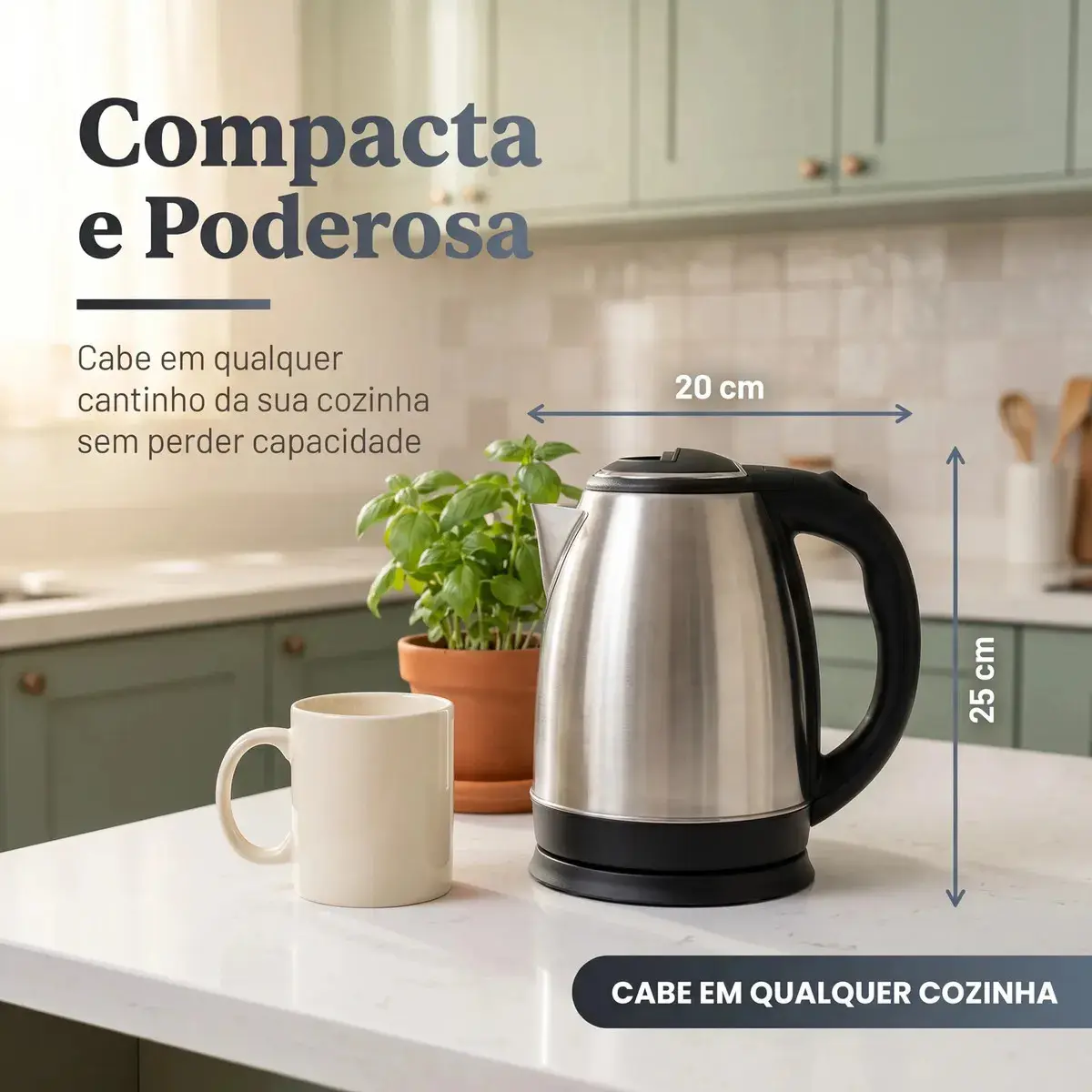 Chaleira Elétrica Inox 1,8 Litros com Desligamento Automático e Base Giratória thumbnail 4