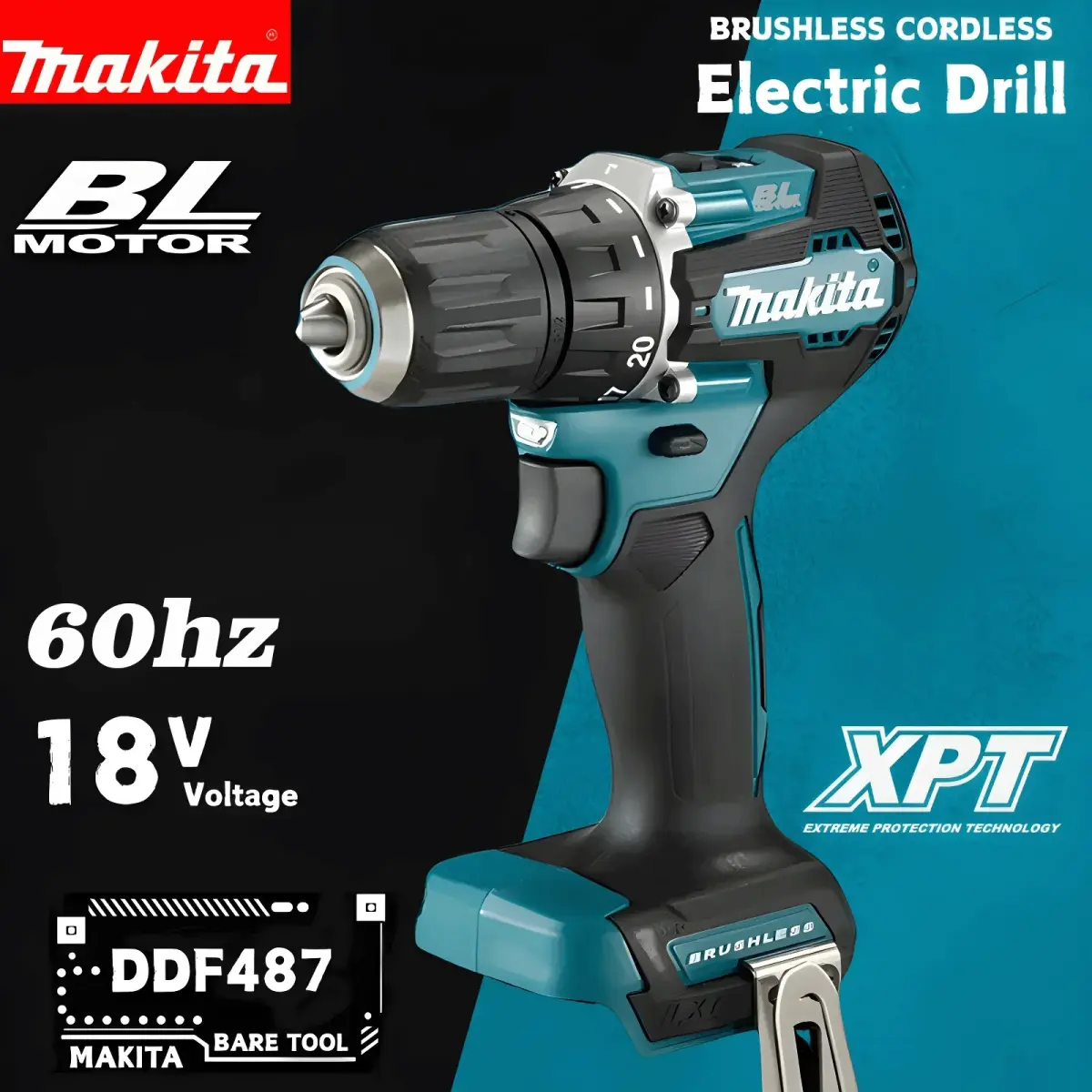 Furadeira/Parafusadeira Elétrica Sem Fio Makita DDF487 18V Brushless 2026 para Sistema de Bateria Makita 18V - 1
