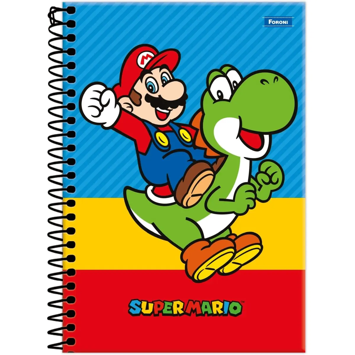 Kit de Cadernos, Foroni, Espiral, 1/4, Capa Dura, Super Mario Bros, 80 Folhas, Pacote com 5 - 1