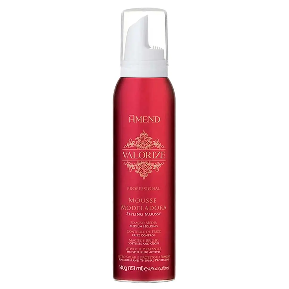 Mousse Modeladora com Extrato de Aloe Vera 140g | Amend Valorize | Modela com aspecto natural, controla o volume e protege contra o calor térmico.