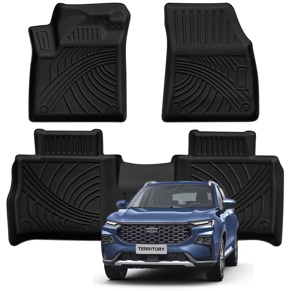 Tapete Automotivo Bandeja 3D em Borracha TPO para Ford Territory – Jogo com 3 Peças MOOB | Borda Alta, Impermeável e Encaixe Sob Medida