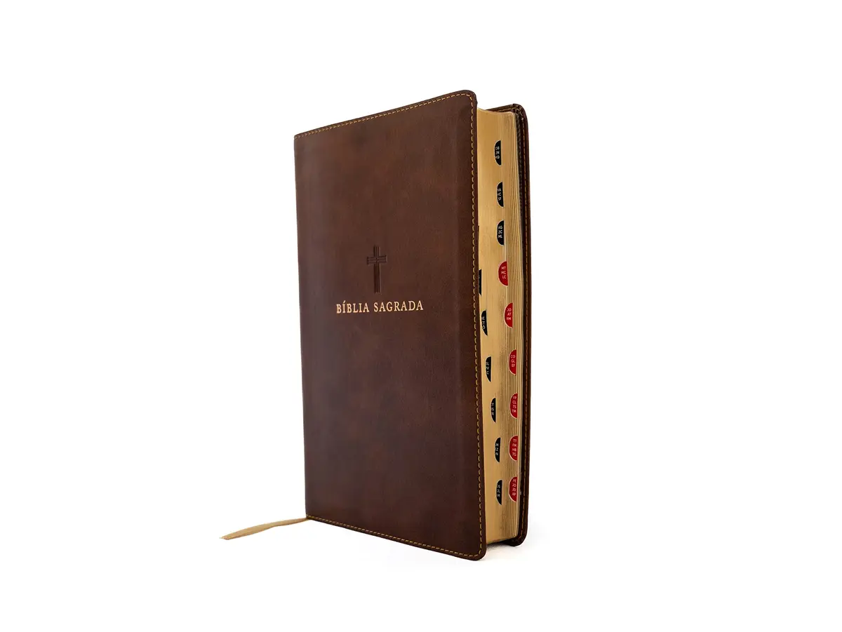 Bíblia NVI, Capa luxo marrom, Letras de Jesus em vermelho, Índice de dedo, Leitura Perfeita - 1