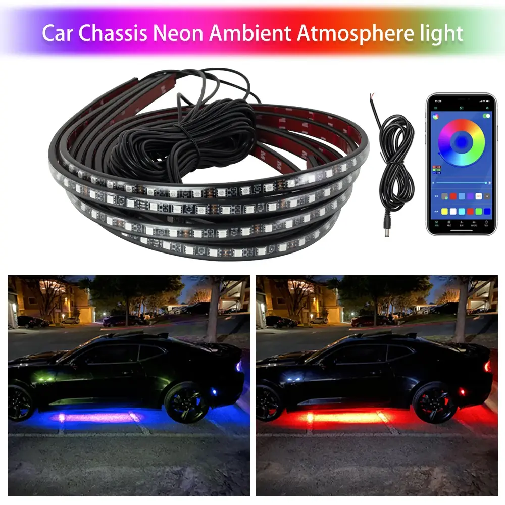 Luz LED Flexível para Chassi de Carro, Controle APP, Lâmpada Decorativa Neon RGB para Honda, Hyundai, Kia, Mercedes Benz, VW