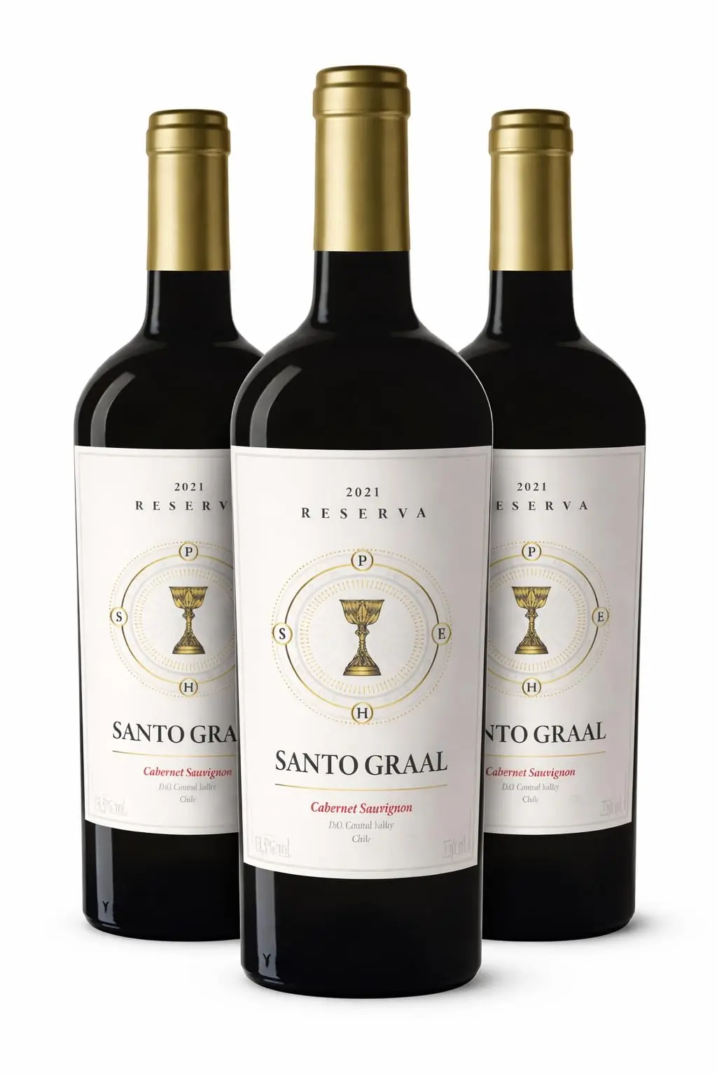 Kit 3 Garrafas Vinho Tinto Chileno Cabernet Sauvignon Santo Graal Reserva, 750ml