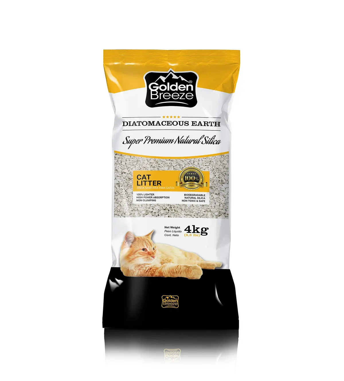 GOLDEN BREEZE areia natural para gatos super premium, 8 libras – leve, não desordena, ecológica – absorve, bloqueia e veda líquidos para melhor controle de odor. Baixa manutenção - 1