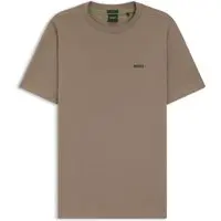 Camiseta Em Algodão Elástico Com Logo Contrastante