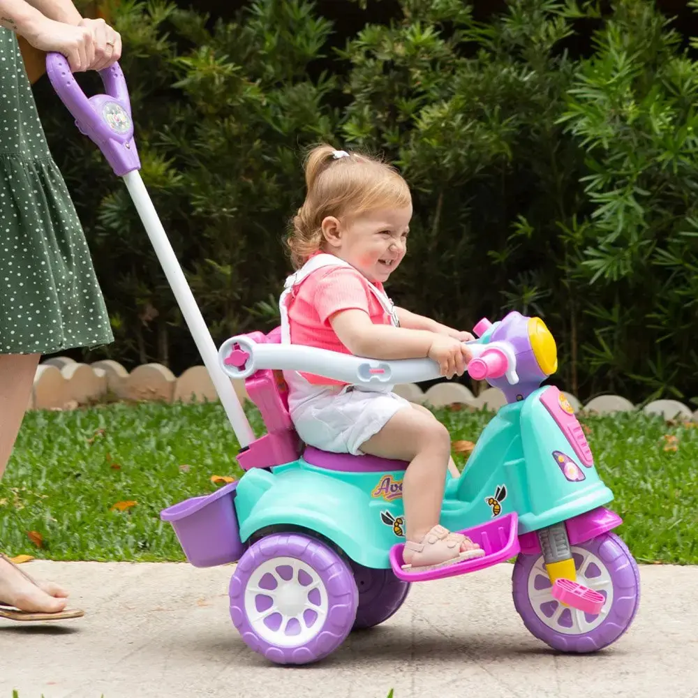 Triciclo Infantil Rosa Maral 2 em 1 Passeio e Pedal com Buzina thumbnail 2