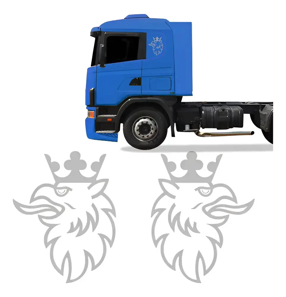 Adesivo Brasão Scania 113 114 124 2006 Emblema Lateral Prata Sportinox